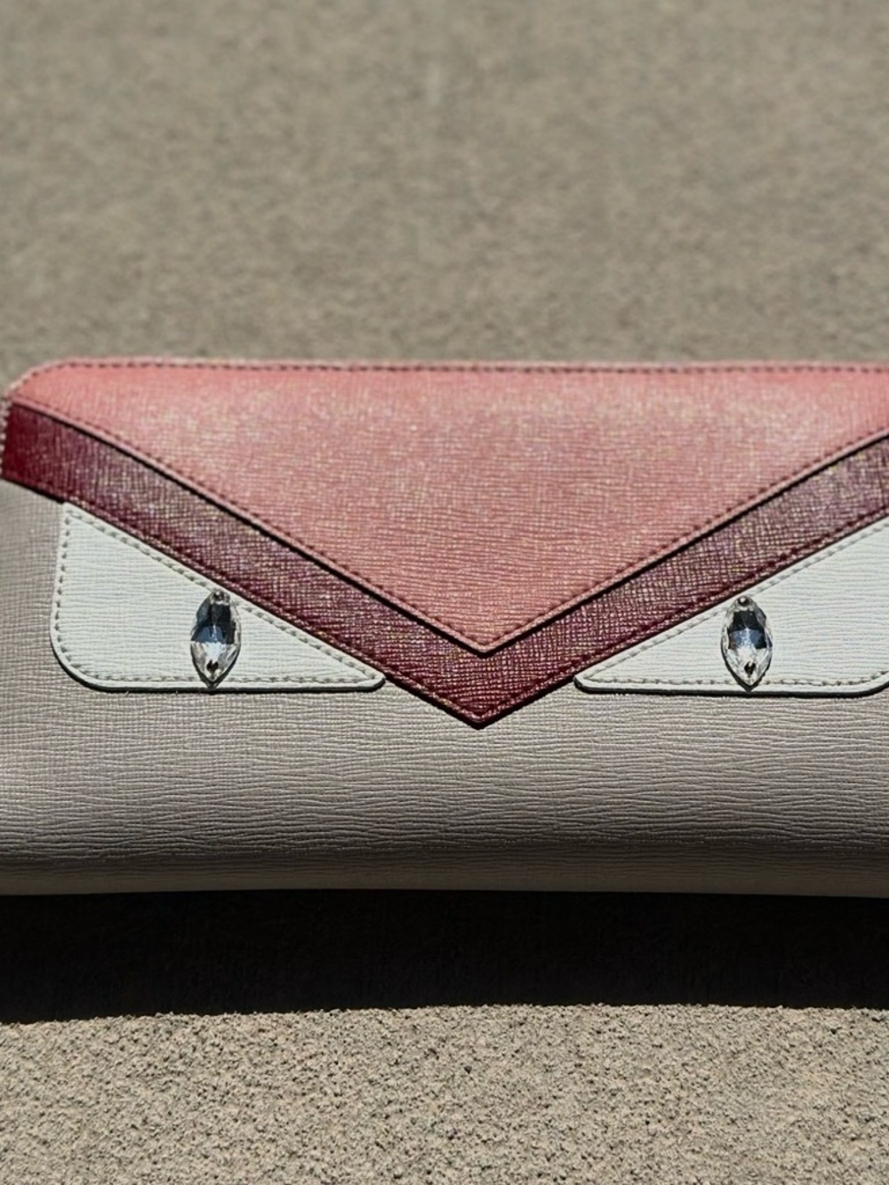 Fendi Pink, Rose and White Envelope Crystal-Embellished Clutch